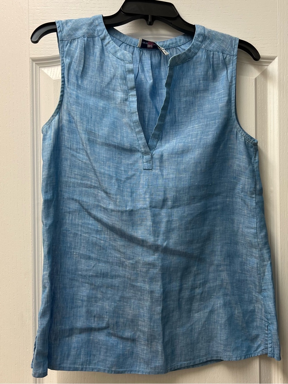 Vineyard Vines Blue Sleeveless V-Neck Tunic Linen Top Sz XS